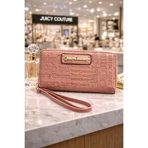 Juicy Couture Deboss Word Play Zip Around Wallet Dusty Blush